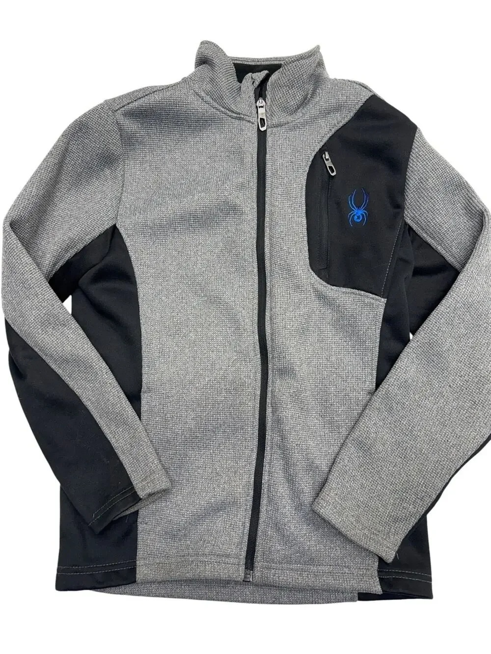 SPYDER Kids Medium (10/12) Gray Blue Full Zip Sweatshirt Jacket